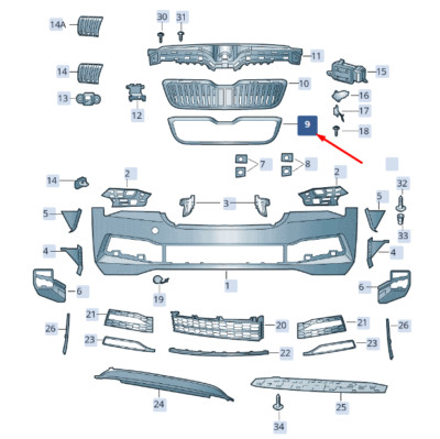 New SKODA SUPERB MK3 Radiator Grille Cover Trim 3V0853761B2ZZ NO DUTY TO  