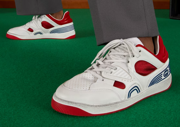 GUCCI BASKETBALL SNEAKER LOW in White-Demetra (White, Red, Blue