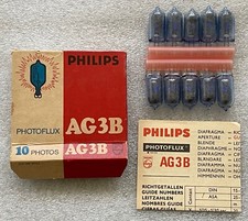 VINTAGE PHILIPS PHOTOFLUX AG3B, 10 PHOTOS, WITH INSTRUCTIONS IN ORIGINAL BOX
