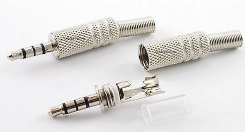 2-Pack 3.5mm 1/8" Stereo TRRS 4-Pole Male Gold Connectors - With Spring Strain Relief