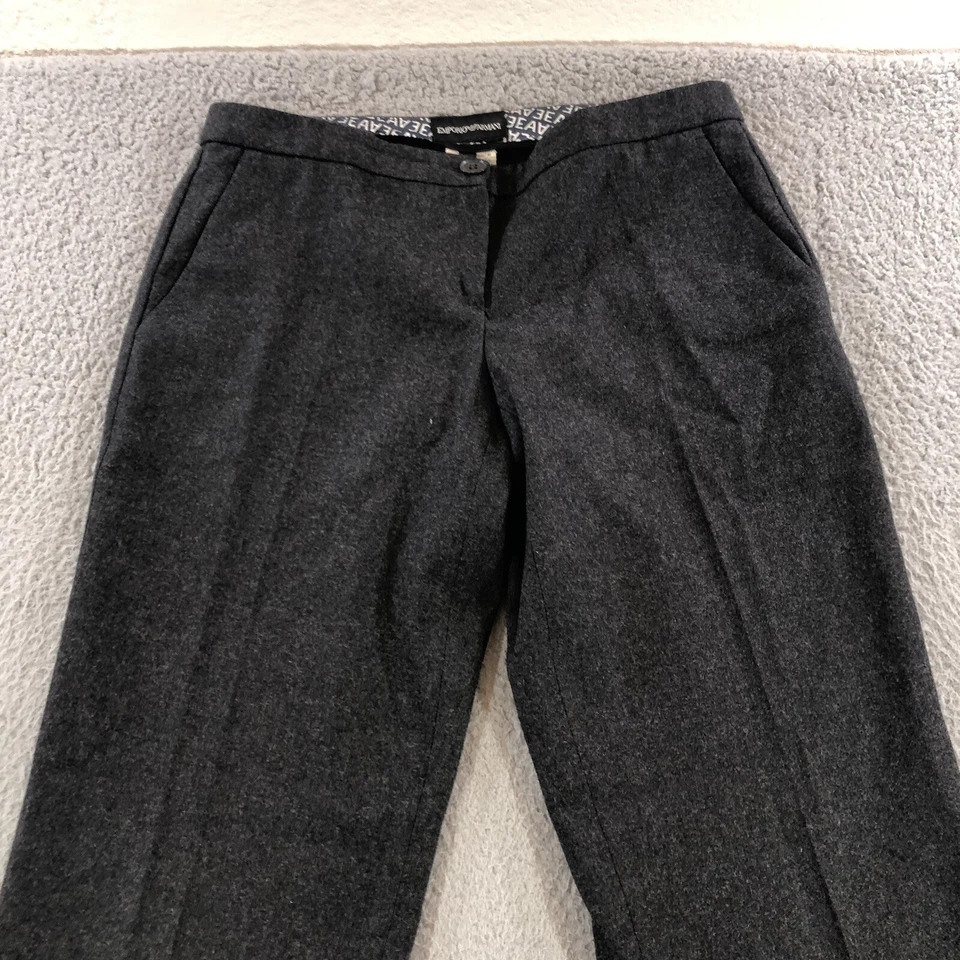 Pantalones holgados de colección Emporio Armani mezcla de lana virgen para mujer 4 grises hechos en Italia Foto 3 de 4