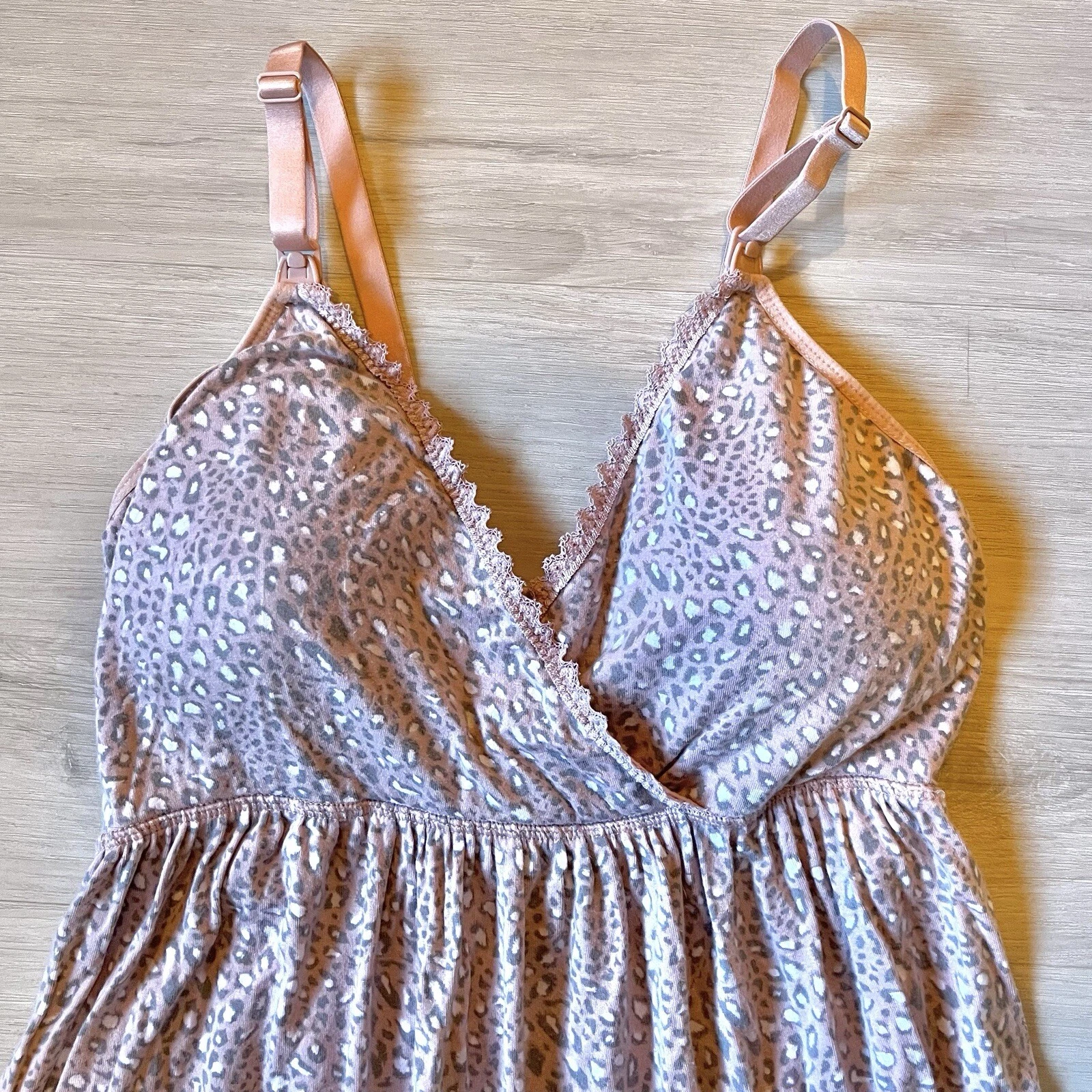 UNDERCOVER Camicia da notte premaman Secret Treasures abito da notte rosa grigio leopardato taglia S M