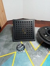 6 Inch Square Shower Drain Matte Black with Removable Quadrato Pattern Grate, SU