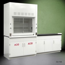 Fisher American 4'  Fume Hood / ACID Storage &5' Laboratory Cabinets / E2-276