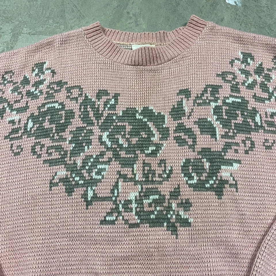 Vintage Floral Bohemian Cottage Core Floral Sweater Pastel 80s Together Medium - Image 2 of 4
