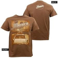 AMERICA Band 1970 T-Shirt Brown Color Twoside Full Size  NI1573