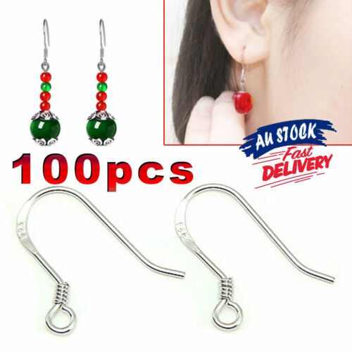 100pcs Hypoallergenic Earring 925 Sterling Silver DIY Wire Ear Wire Hooks - Picture 1 of 8