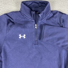 Under Armour Pullover Mens Small Navy 1/4 Zip Hustle Fleece UA Coldgear Golf