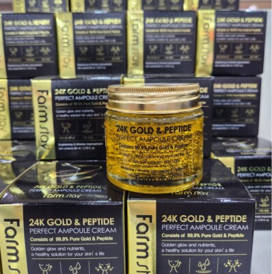 FARMSTAY 24k gold & peptide perfect ampoule cream 80ml/wrinkles/NO1.Korean Made