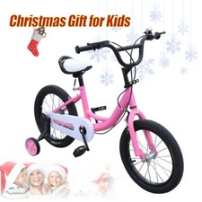 16 inch Kids Bike Pink 4-7 Years Old Girls Boys Bicycle Steel Frame Kids Gift