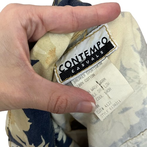 90s VTG Contempo Casuals Floral Denim Jacket Medium Grunge Preppy Classic Blue - Picture 8 of 9