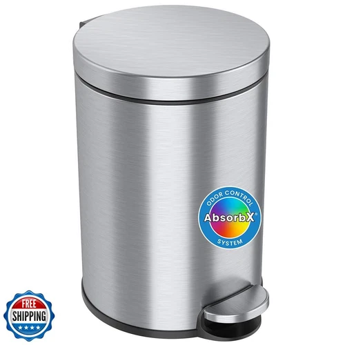 iTouchless SoftStep 3.2 Gallon Slim Bathroom Trash Can with Odor Filter and R