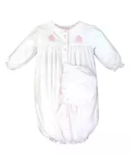 Petit Ami White Pink Shadow Stitch Bow Convertible Bag  Newborn