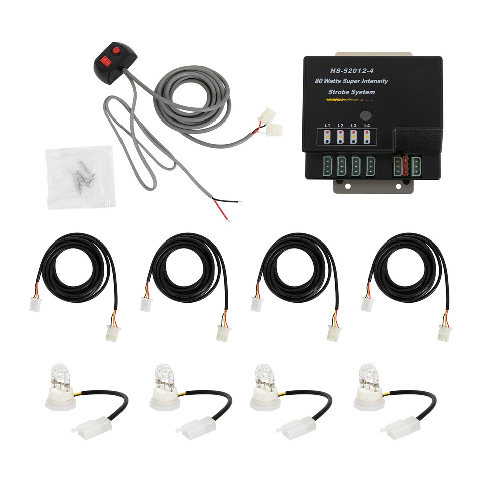 Strobe Lighting System Kit 4 HID Bulbs Hide Away Hazard Emergency