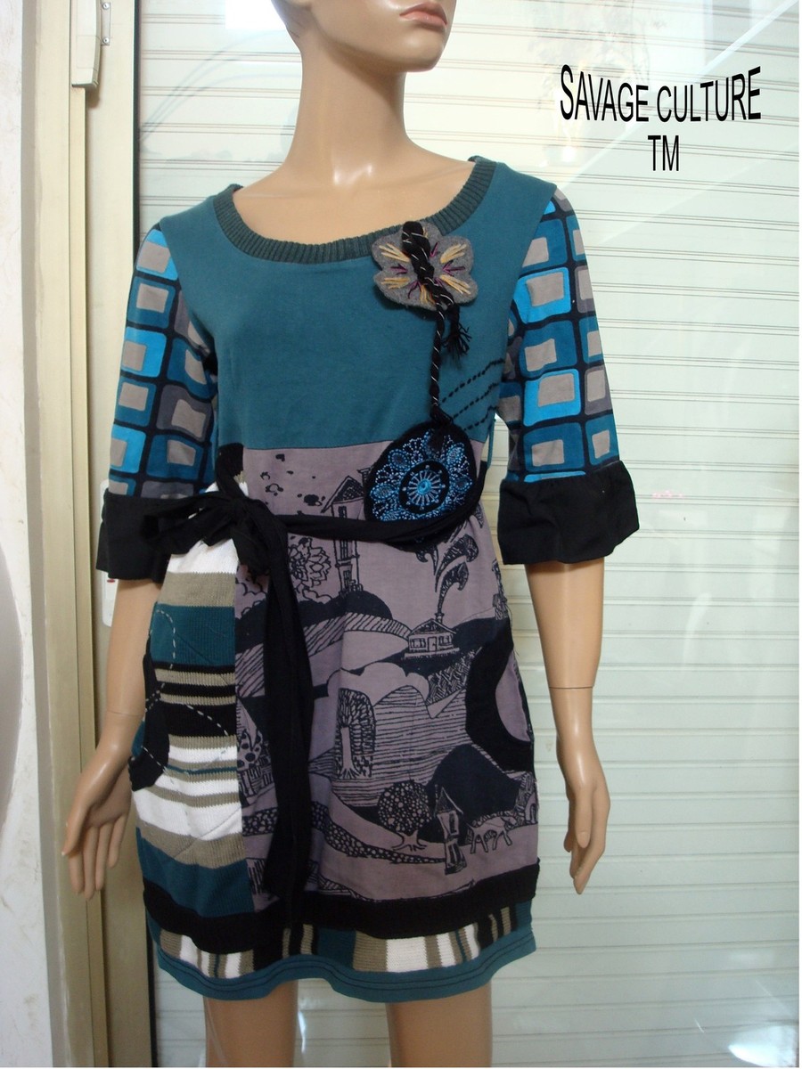 Robe Boule Desigual Taille 36 - Multicouleur, Coton, Col V