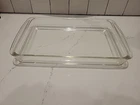 Vintage PYREX 3 Qt # 233N Clear Borosilicate Glass Lasagna Dish Full Handles
