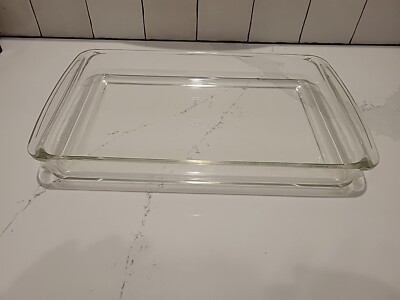 Vintage PYREX Qt 233N Clear Borosilicate Glass Lasagna Dish Full  Handles