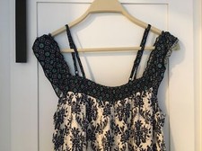 MORAL FIBER JUNIORS SUNDRESS SIZE L BLUE/WHITE PRINT