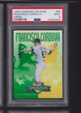 1998 DONRUSS CRUSADE GREEN REFRACTOR #89 FRANCISCO CORDOVA PSA 9 MINT #10/250