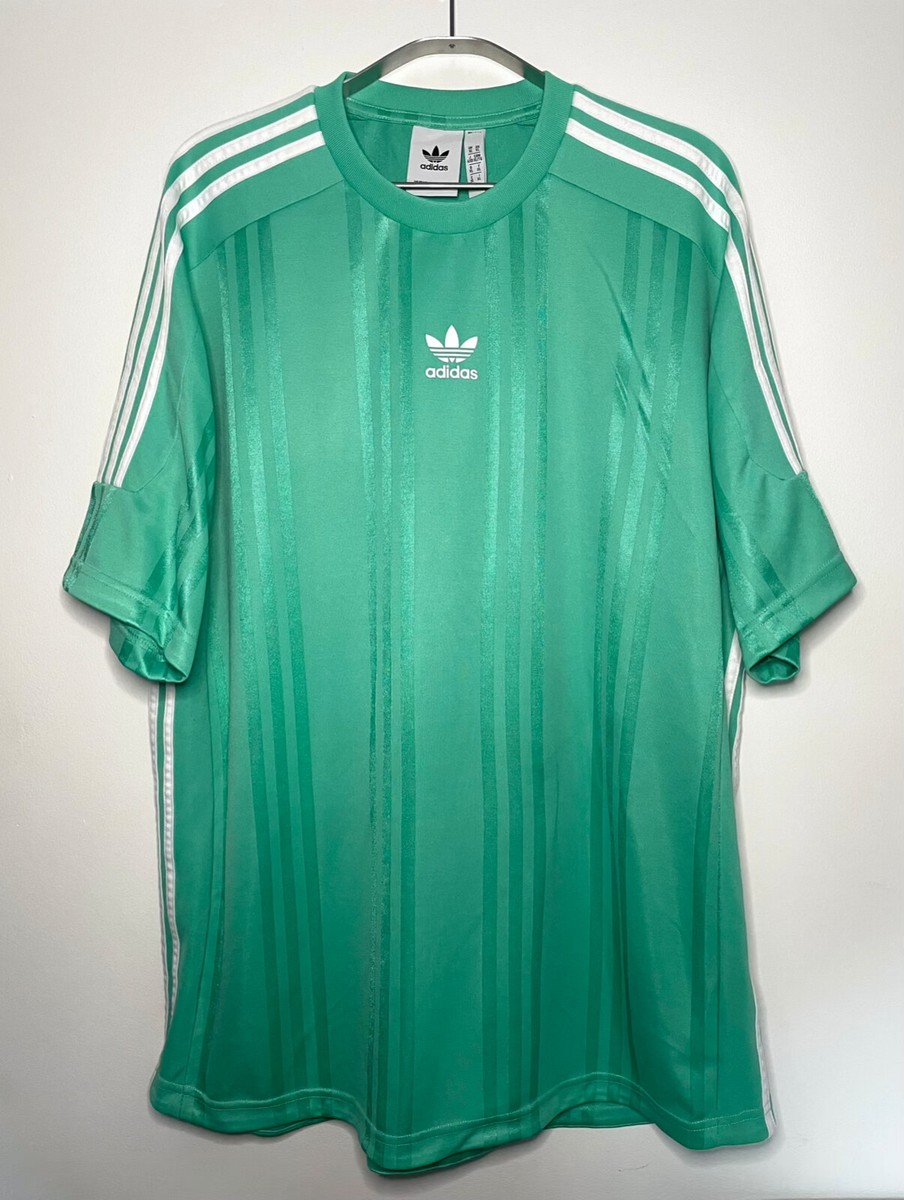 Adidas Originals Stripes Jacquard Hi-Res Green Football T Shirt UK Size  XL - Main Image