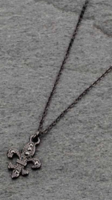  FLEUR DE LIS - SAINTS -  NECKLACE  BLACK