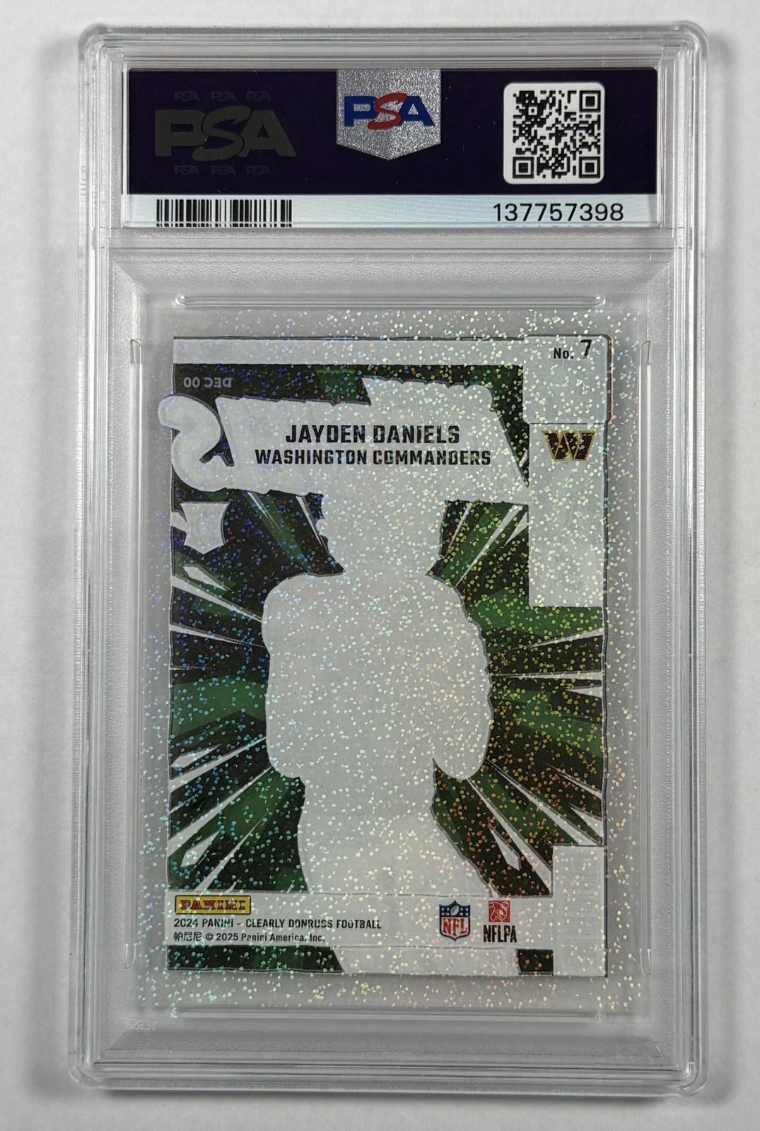 JAYDEN DANIELS PSA 2024 PANINI CLEARLY DONRUSS GRIDIRON MARVELS PLATINUM RC 1/1 view 4