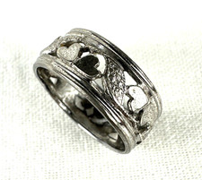 Sterling Silver Ring Cut Out Design Hearts , Sz 8 Wt 3.34g, Free Ship