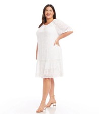 NEW KAREN KANE WHITE EMBROIDERED VISCOSE SHIFT DRESS SIZE 2X WOMEN PLUS $159
