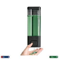 Wall Mount Manual Soap Dispenser 350ml Black Plastic Pump Bathroom Kitchen