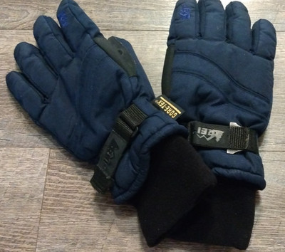 REI Goretex Primaloft Medium ski gloves adjustable wrists navy blue/black mens