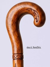 Wooden Walking Cane with Floral Design, Hand Carved Hardwood Stick For men gift