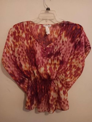 Ambiance Apparel Blouse junior girls size small chiffon Kimono Top Pinks NWT