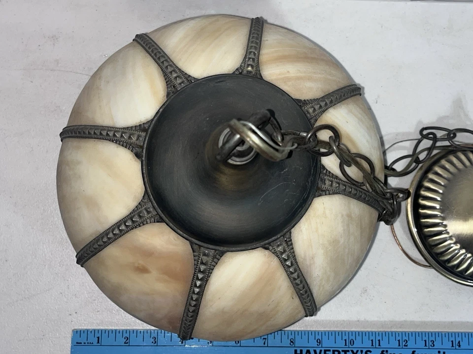 Lámpara de luz colgante vintage con pantalla de escoria de vidrio flor de tulipán de 8 paneles Foto 4 de 4