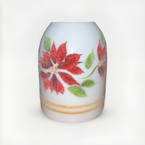 Fenton Glass Fairy Lamp White Poinsettia Top Only by Sue Jackson