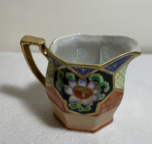 Vintage handbemalte Glanzgeschirr Blumen Teekanne, Milchkännchen & Zucker Made in Japan - Bild 12 von 24