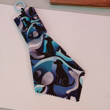Abstract Dog Design Eye Glasses Cleaning Cloth Built in Storage w Clip AUS