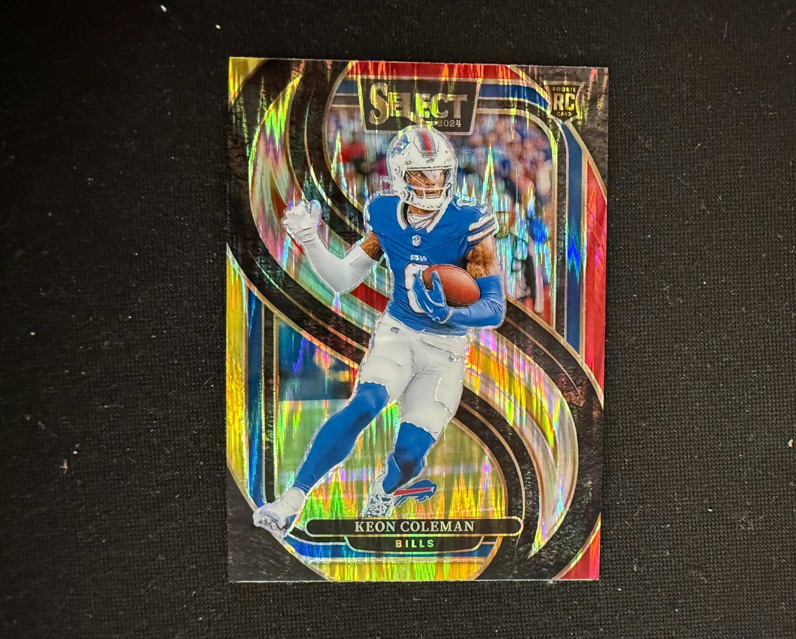 Keon Coleman 2024 Select Premier Level Red & Yellow Shock Prizm Rookie RC D36