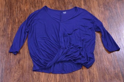 Womens Size Small Knot Front Blue Shirt Casual Basic Everyday Wear Lounge Comfy