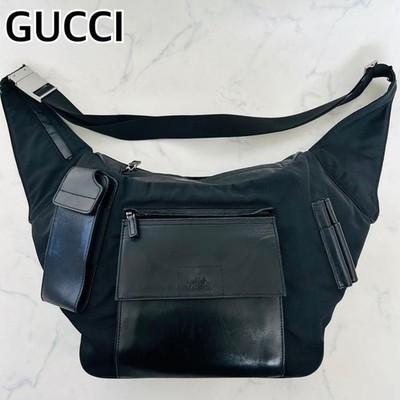 GUCCI Tom Ford Y2K Leather Shoulder Bag Black Vintage Authentic