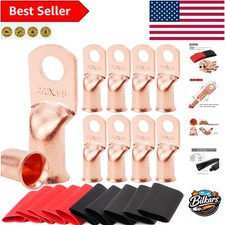 10 Heavy Duty Copper Battery Terminals with 3:1 Heat Shrink Tubing for Safety