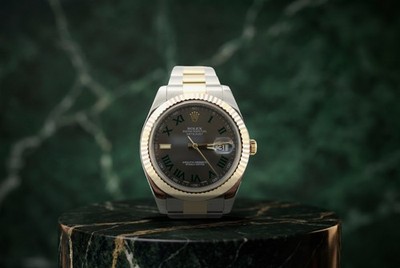 Rolex Datejust Grey ''Wimbledon'' TT 18K Gold Steel 116333 41mm Oyster Fluted