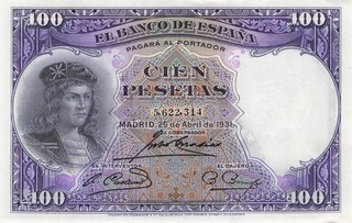 Spain 100 Pesetas 1931 AU