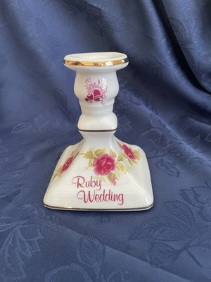 Fenton Fine Bone China Kerzenständer - Floral Sprays Vintage 40. Rubin