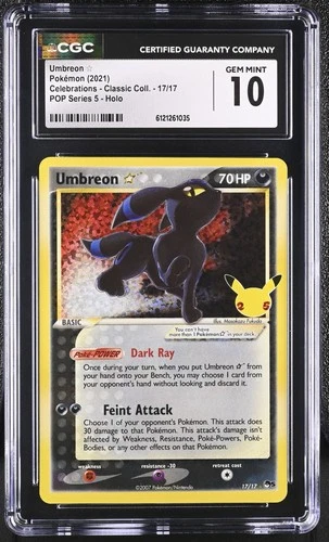 CGC 10 UMBREON Celebrations: Classic Coll. Gold Star Pop Series #17