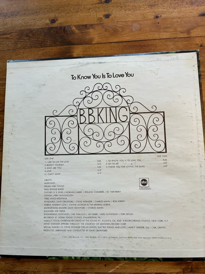 B.B. King To Know You Is To Love You 1973 VG+ Blues LP ABC - Image 2 of 4