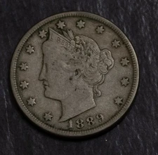 1889 Liberty "V" Nickel VF "I" is Weak for VF  Lot 3361
