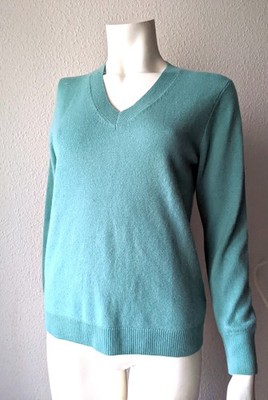EL CORTE INGLES 100% Cashmere Jumper S Aquamarine Green Blue Turquoise V Neck