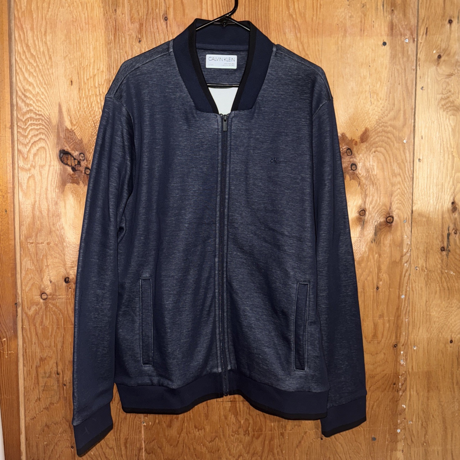 Men's Calvin Klein Gray Fleece High Neck- Heavy Weight Zip Up Jacket- Size XL