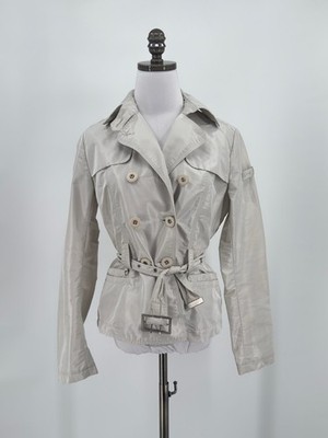 Peuterey Arboles Womens Gray Collared Belted Coat Jacket Sz 44 US 8