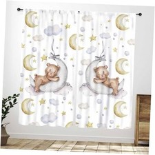 Bear Curtains for Kids Room,Cartoon Lovely Bear 21"W x 63"L Pack of 2 Bear-1